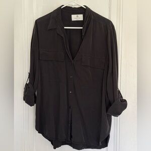 Aritzia Babaton Black Button-Up Utility Shirt